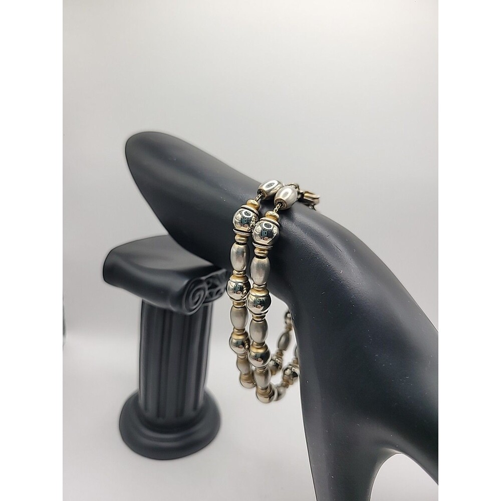 Vintage Anne Klein Beaded Bracelet‎ Double Strand Silver Tone Signed Jewelry